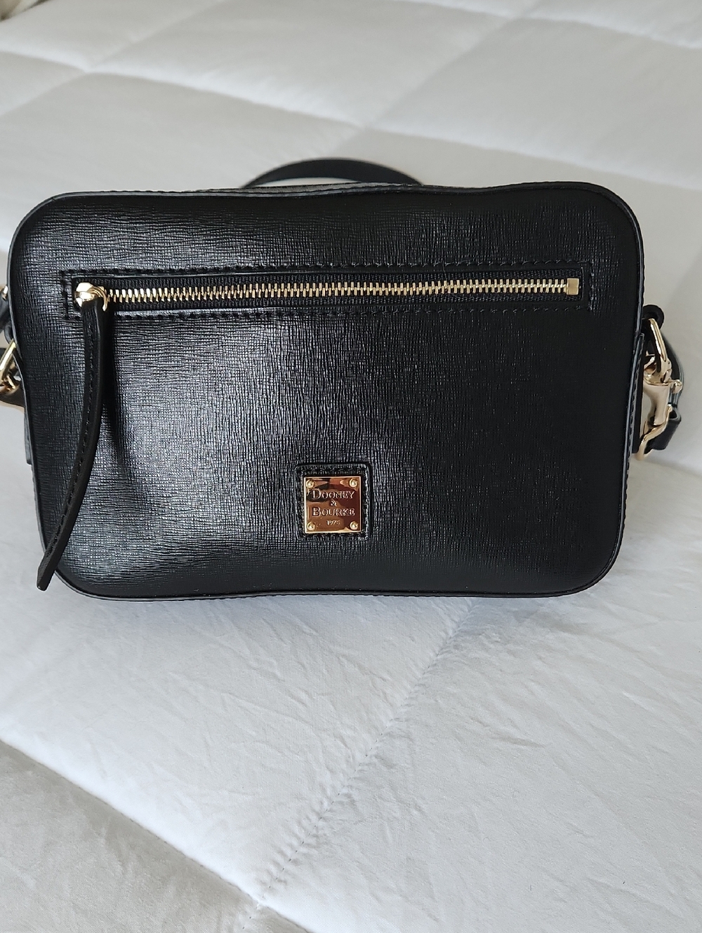 Dooney & Bourke Black Saffiano-Texture  Bag with Gold Hardware